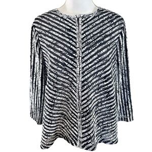 Chico's Travelers Black and White Sequin Zip Up Lightweight jacket